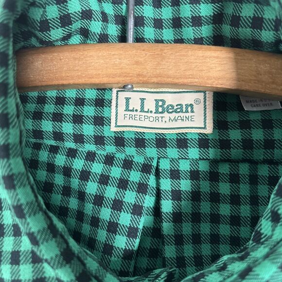 Vintage LL Bean Flannel Shirt Men’s Size L Allagash Green Black Gingham Plaid - Picture 6 of 14